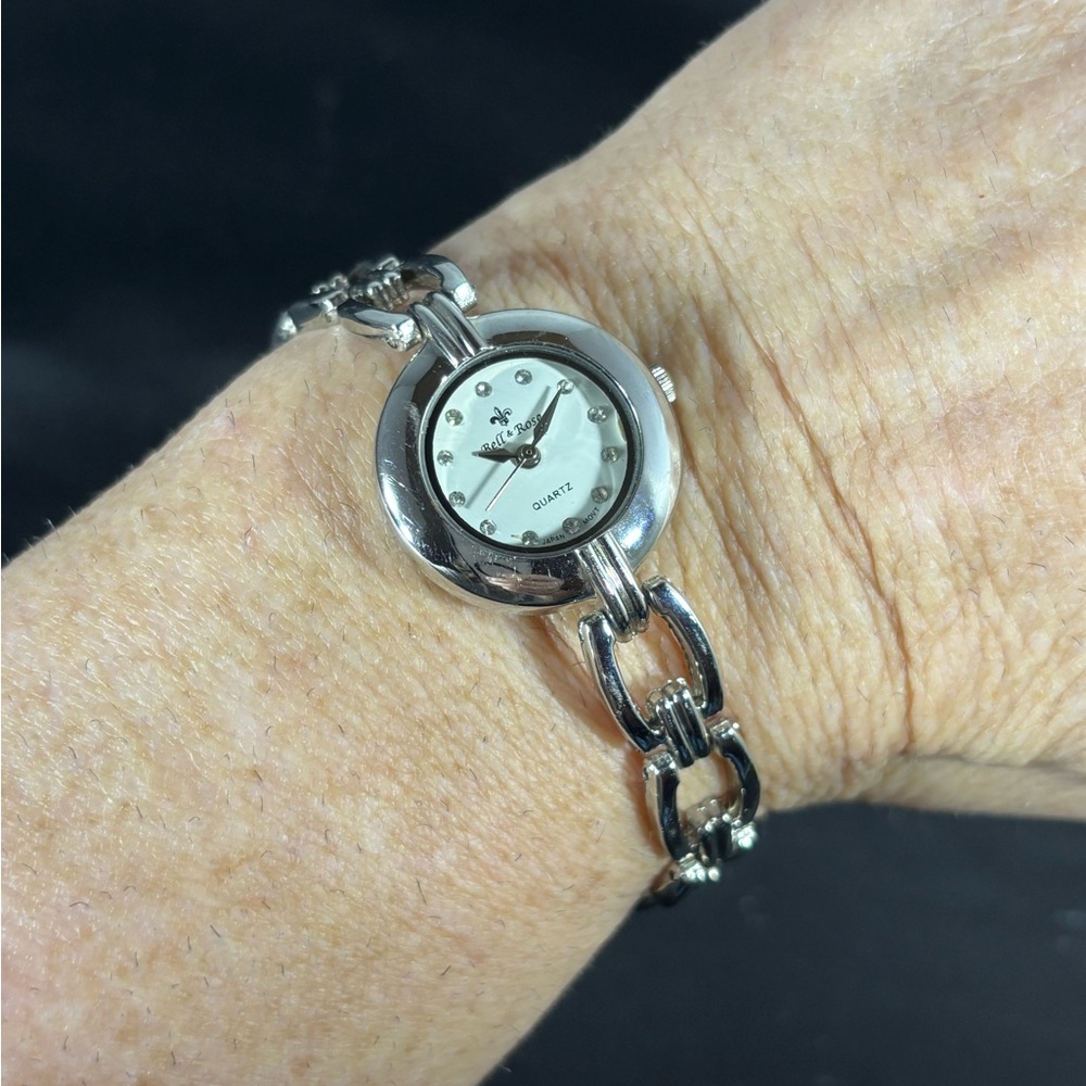 Bell and Ross watch silver with white face 25mm very petite with diamonds